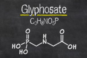 Blackboard with the chemical formula of Glyphosate